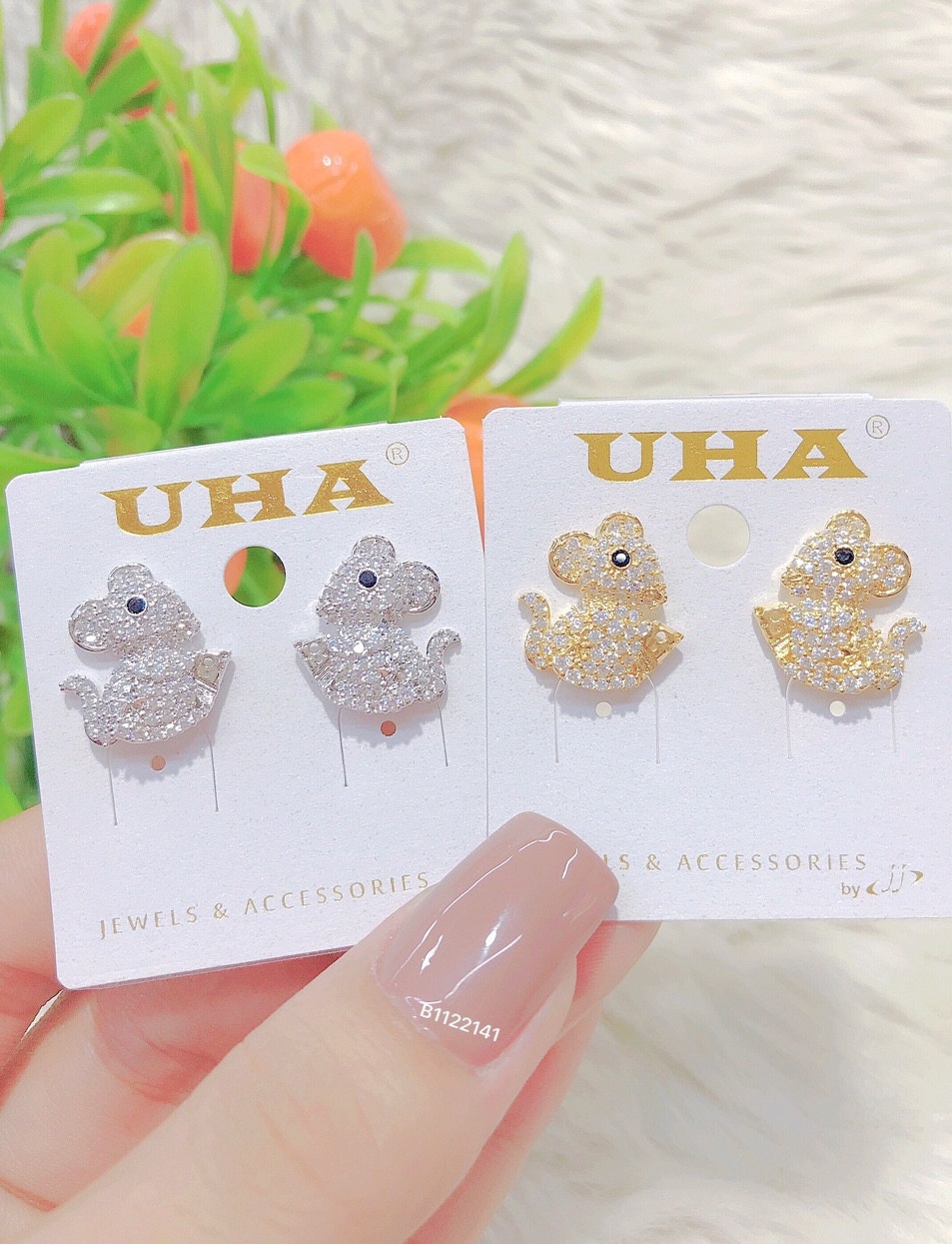 Đôi Bông Tai Chuột Mạ Vàng or Bạch Kim 0500808  - Mang Đi Chơi, Đi Tiệc Rất Sang  - Tubi Cony - Bông tai nữ, Bông tai mạ vàng, bông tai đẹp