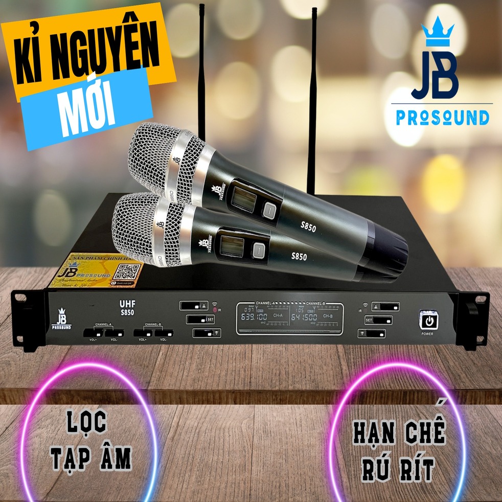 Jbpro S850 High Quality Wireless Microphone Anti-Howling, Anti-Hissing, Acceleration Sensor, Automatic Signal Interrupting Up to 100m, Genuine Product, Specialized for Family Karaoke, Theater Room, Mini Show Bh 12 Months.