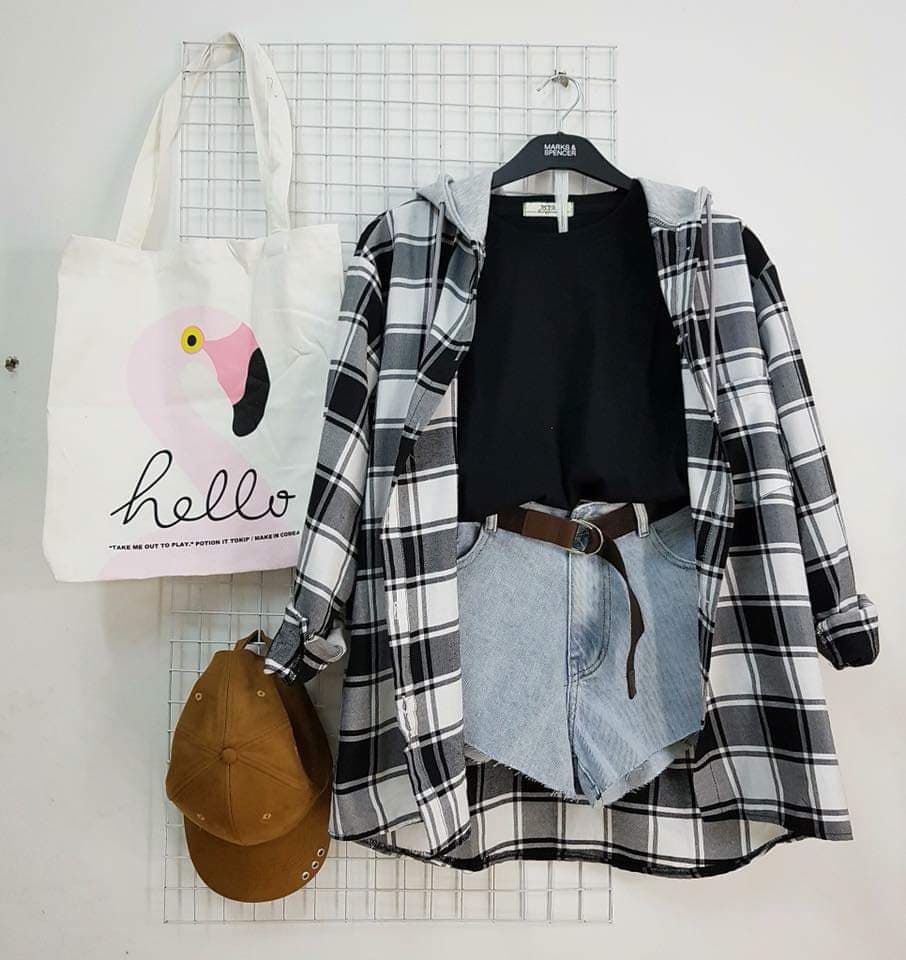 ÁO KHOÁC SƠMI SỌC CARÔ UNISEX FORM RỘNG PHÙ HỢP CẢ NAM VÀ NỮ THIẾT KẾ CÓ NÓN