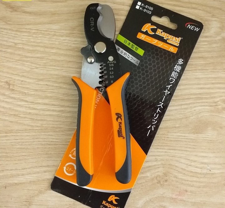 Kìm cắt cáp và tuốt dây điện tự động kapusi japan k-9101