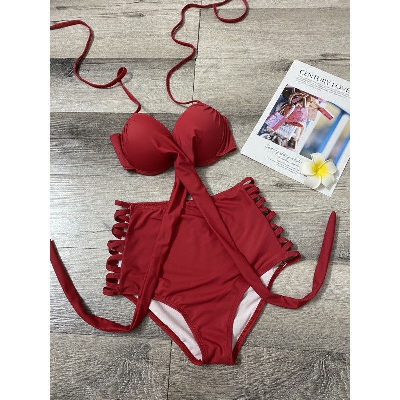 [HCM]Set bikini cột chéo nâng ngực quần đan dây