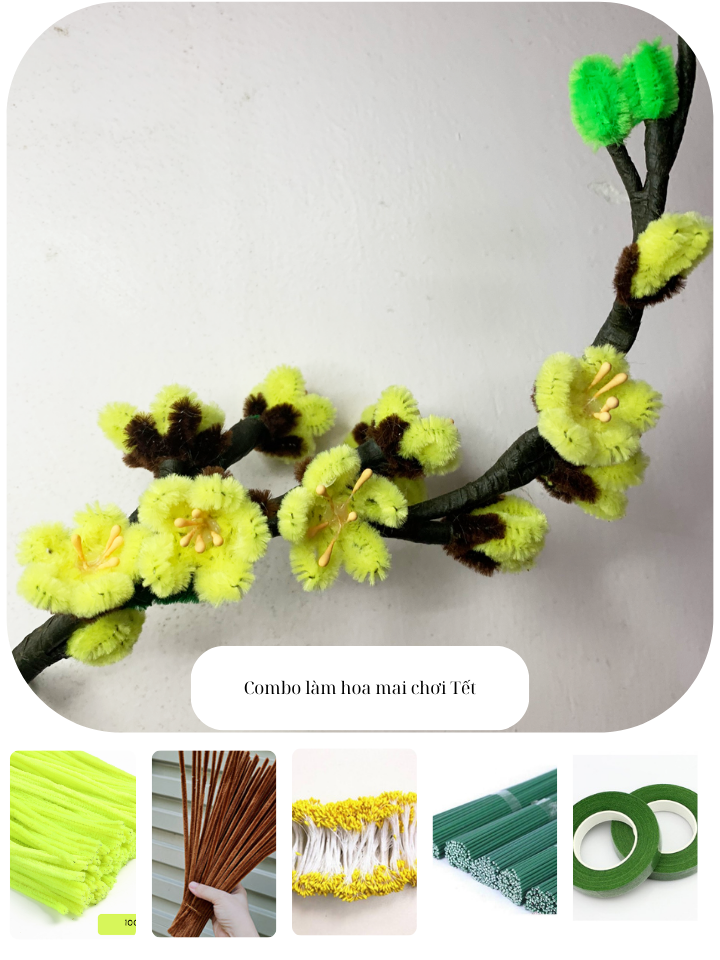 Set nguyên liệu kẽm nhung làm hoa mai chơi Tết