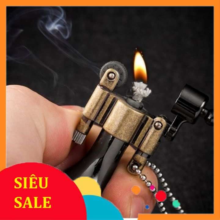 Bật lửa xăng đá kiêm móc khóa HY603 phong cách cổ điển