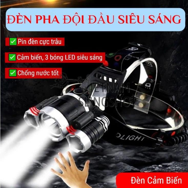 Đèn Đội Đầu 3 Bóng Siêu Sáng ( 2 Pin )