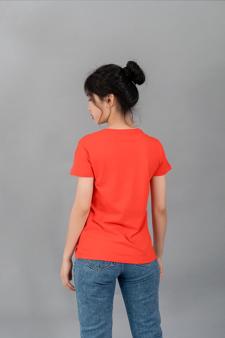 Áo thun trơn nữ cổ tròn UNIU màu cam