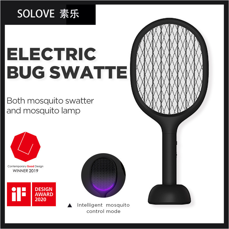 SOLOVE P1 2 in 1 Electric Mosquito Swatter Portable Camping Travel Anti-electric USB Charging Wall-mounted Mosquito Dispeller For Home Effectively Kills Mosquitoes And Bugs