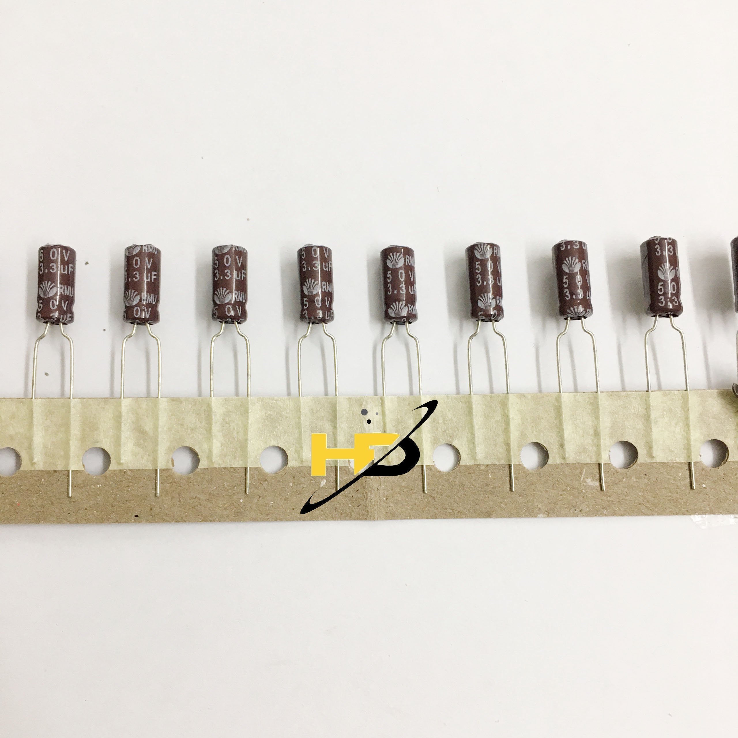 Tụ Hóa Phân Cực 3.3uF 50V, (Túi 20 Con) Tụ Daewoo Màu Nâu Đỏ Chất Lượng Cao