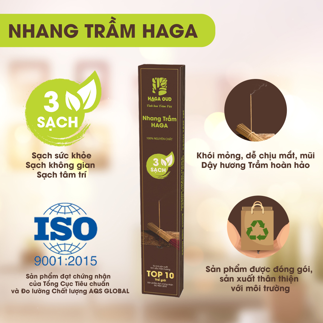 Nhang Trầm HAGA 40cm 3 sạch 50 cây