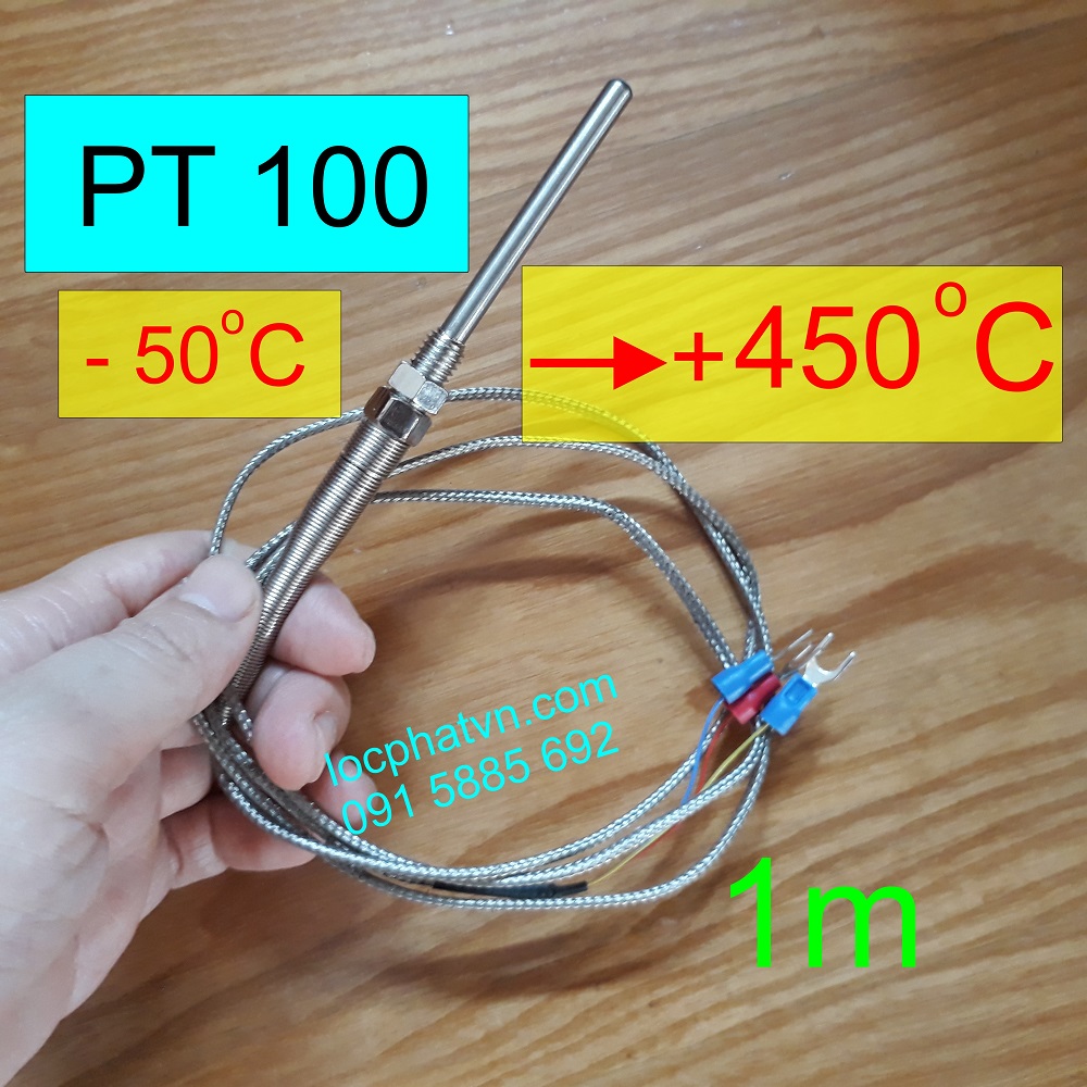 Cảm biến nhiệt độ pt100 - cảm biến pt100 3 dây - dài dây 1m