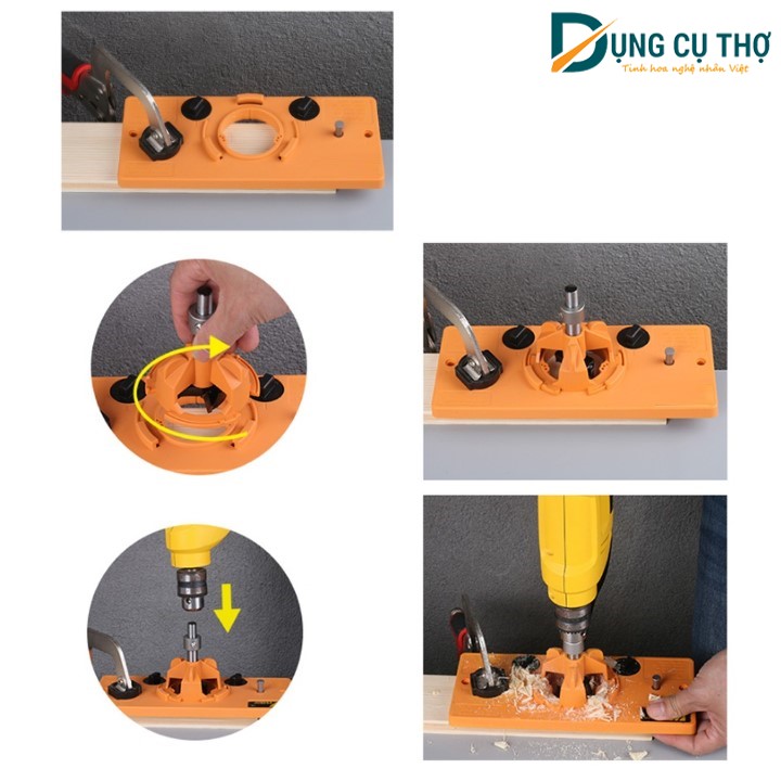 Cữ khoan bản lề bật Wneu màu vàng