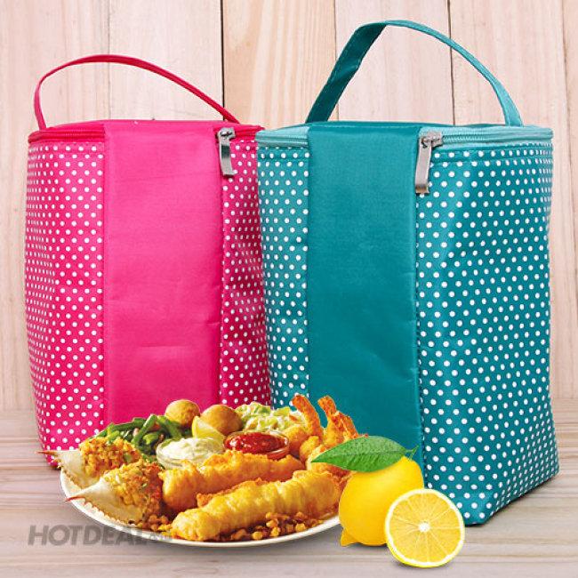 Túi giữ nhiệt đựng hộp cơm loại lớn kích thước 25 × 15 × 13cm túi rộng đựng được 3 hộp cơm chất liệu bên ngoài vải dù, bên trong lớp giữ nhiệt