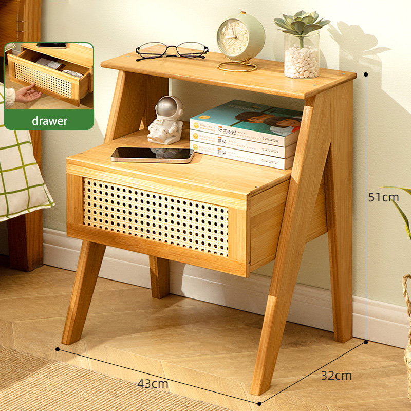 Bedside table: modern and simple, bedside storage, small cabinet, solid wood, light luxury, high-end sense locker, bedroom shelf