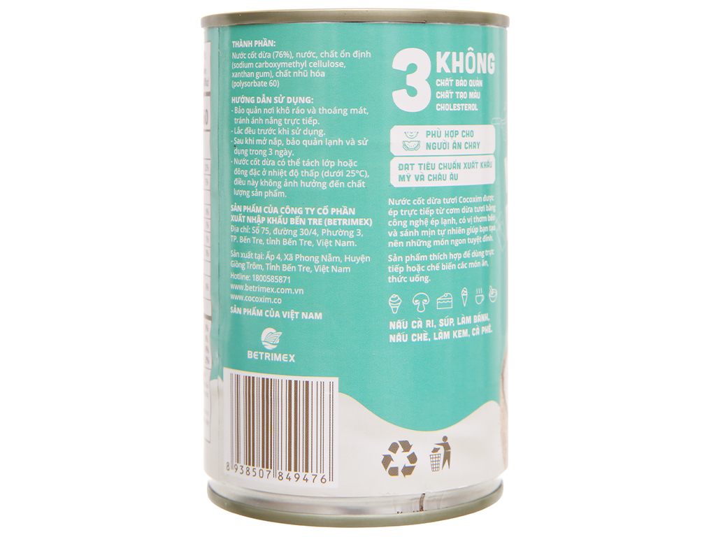 Nước cốt dừa tươi Cocoxim - Lon 400ml