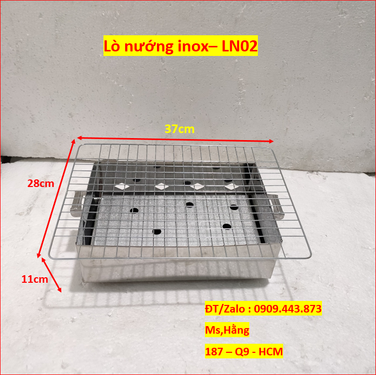 Lò nướng than inox - kt 37x28x11cm - ln02
