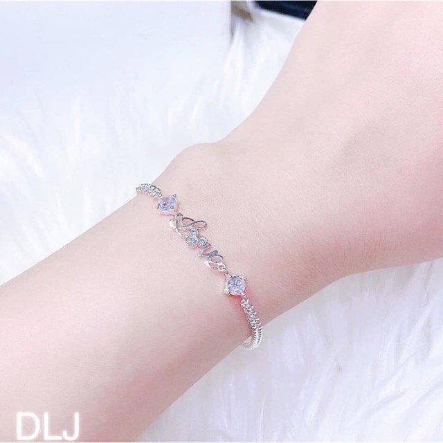 Lắc tay nữ bạc thật khắc chữ love xinh xắn-JQN gian hàng chính hãng cam kết Bạc chuẩn Chất lượng không lo đen xỉn