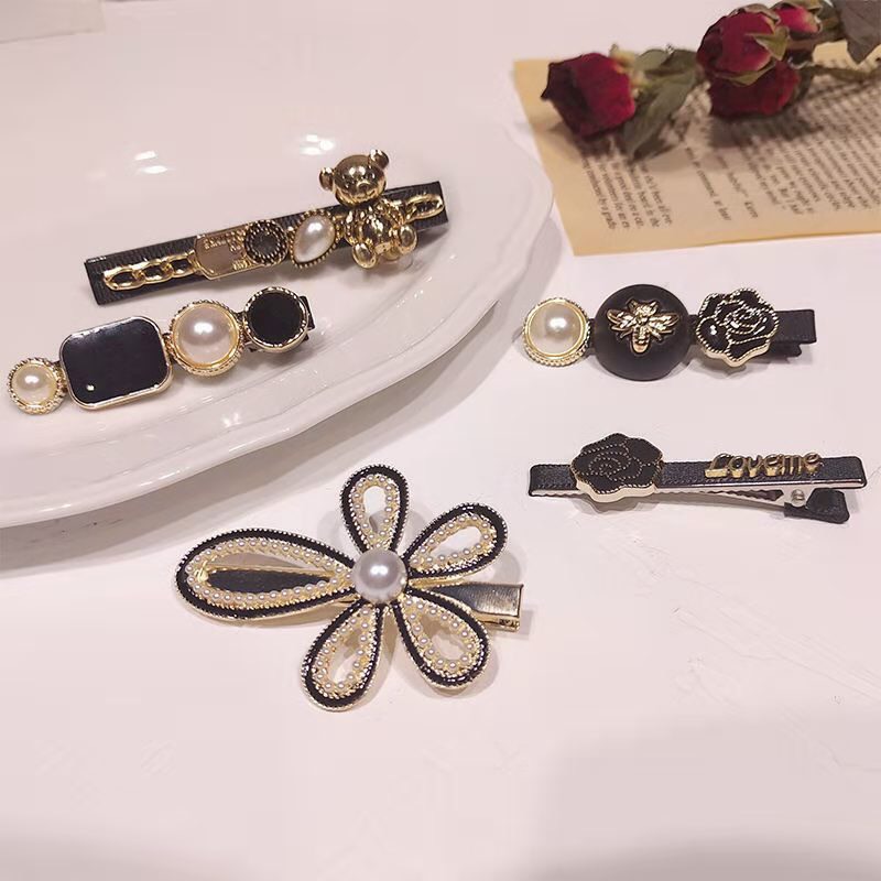 Set 5 Kẹp Tóc Hàn Quốc Ngọc Trai Đen