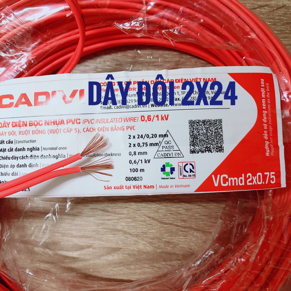[HCM]50m dây điện đôi 2x24 cadivi