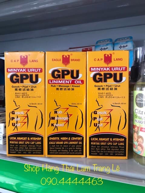 Dầu Gừng Minyak Urut GPU hiệu Con Ó Thái Lan 60ml
