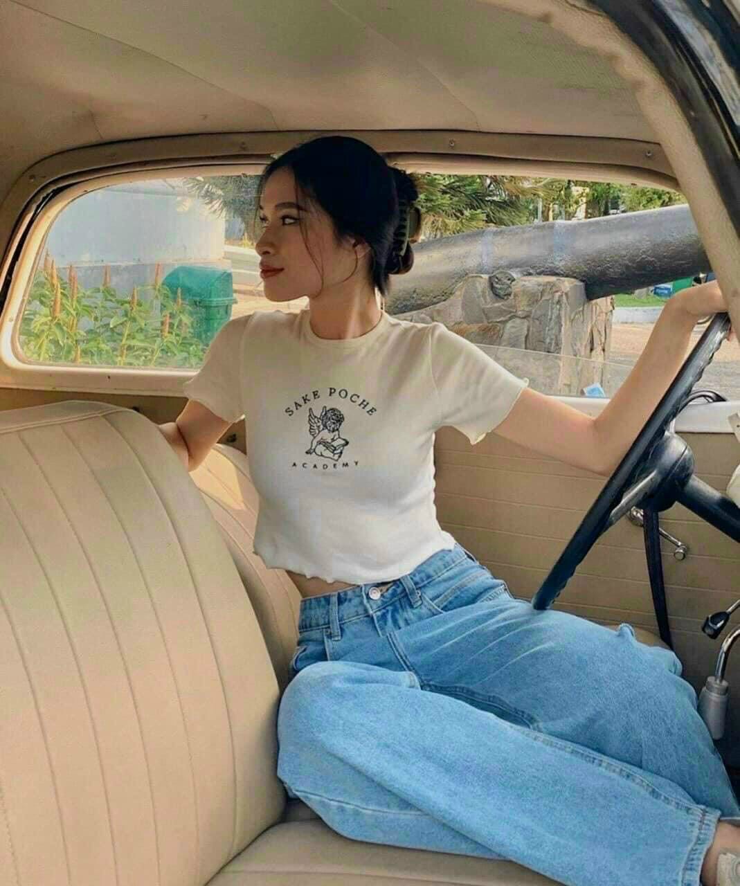 Áo borip croptop in hình thiên thần đọc sách dễ thương TTSA1032