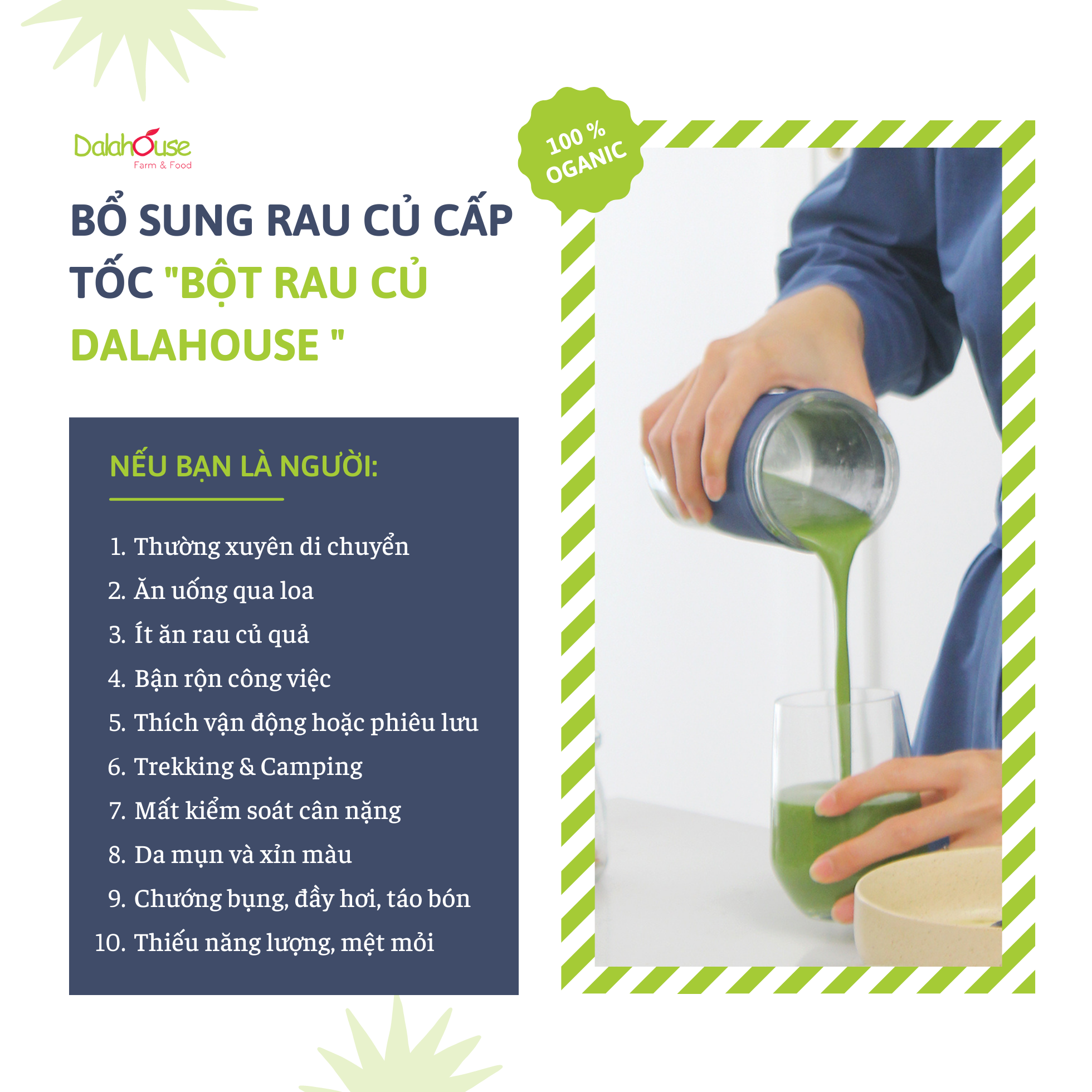Bột Cỏ Lúa Mì Hữu Cơ Sấy Lạnh Nguyên Chất Dalahouse