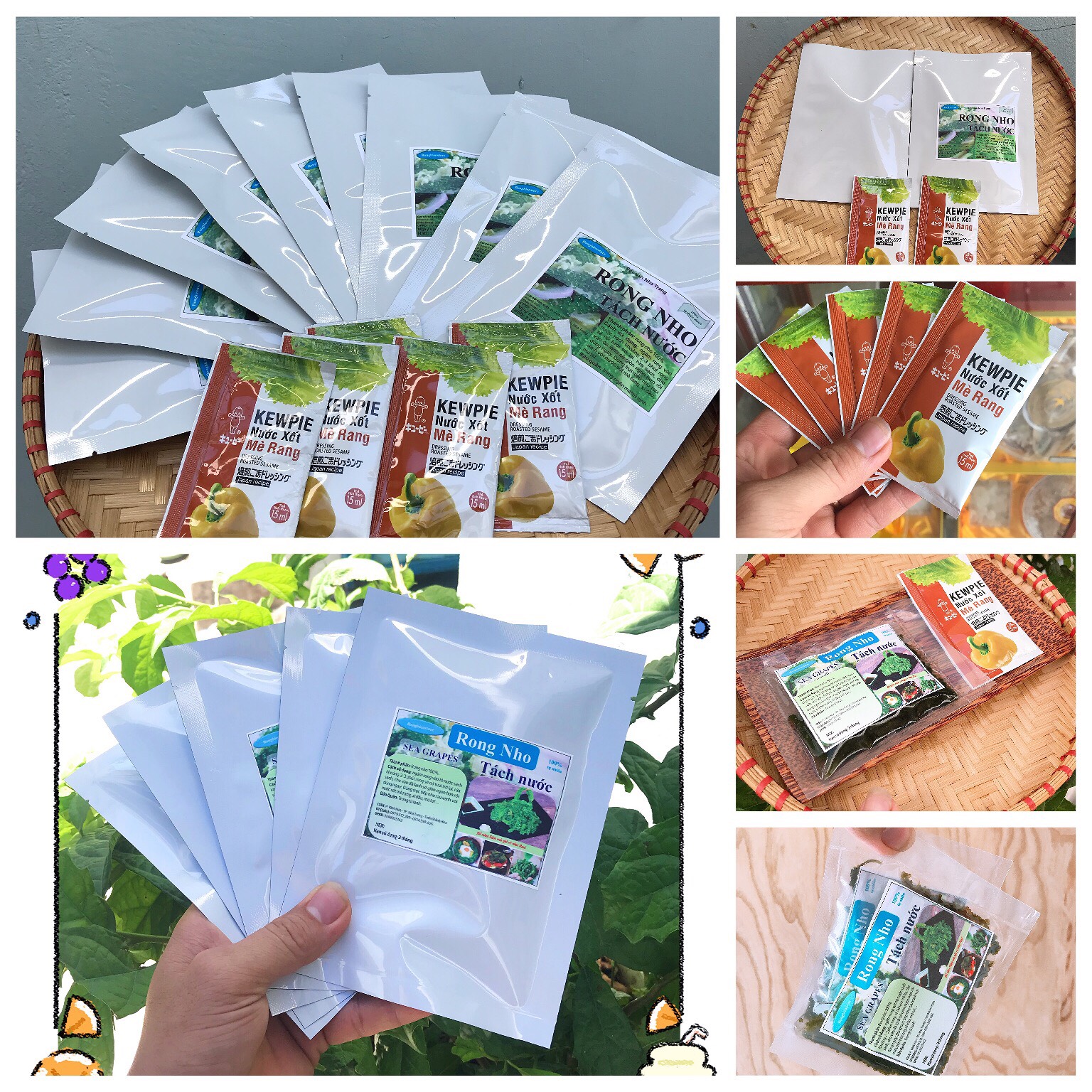 TẶNG 1 GÓI XỐT MÈ - Rong Nho Tách Nước Gói 50GR - Nở gấp 3 lần Rong Nho Tươi