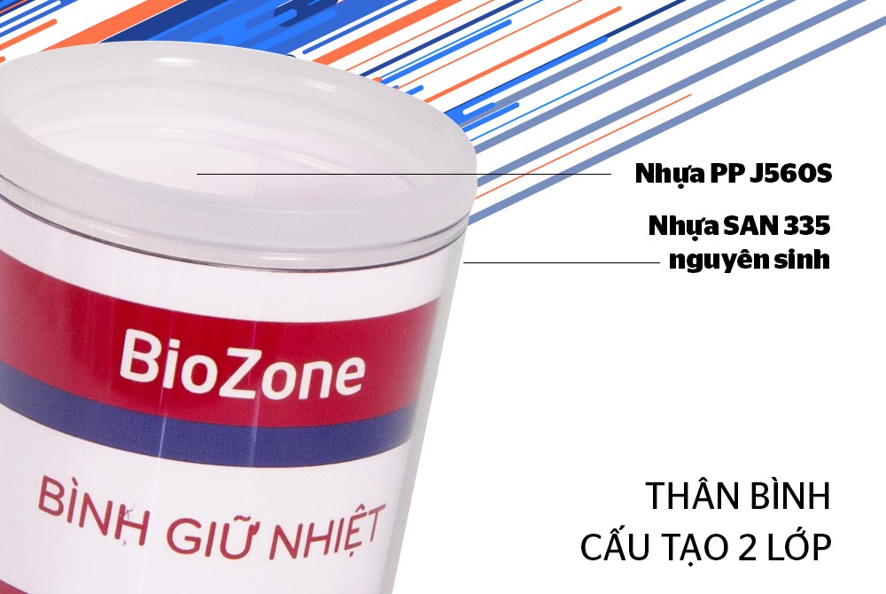 BÌNH GIỮ NHIỆT BIOZONE 500ML NẮP MÀU CAM