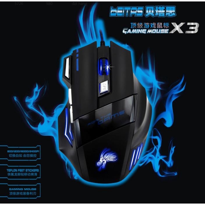 Chuột chơi game có dây Dragon X3 led đổi màu  dây bọc dù