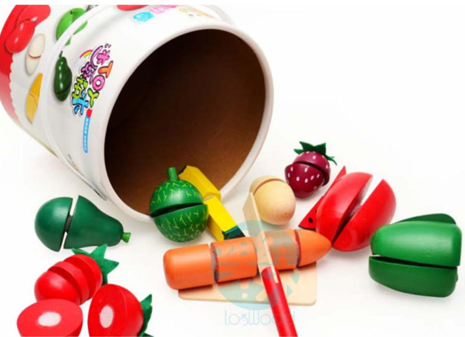 Hoa quả cắt gỗ ( đồ chơi cho bé ) - Đồ chơi gỗ cắt hoa quả