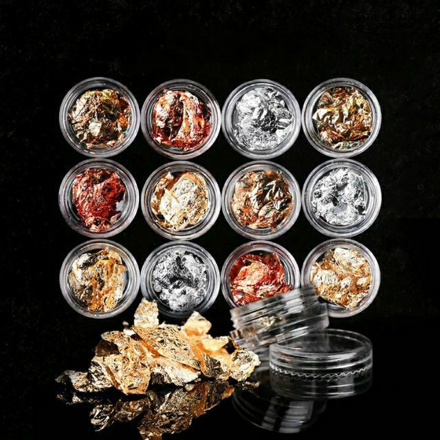 Giấy bạc nhún nail set 12 hũ