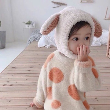 Mũ Cừu Len Lông Siêu Ấm Cho Bé Mùa Đông