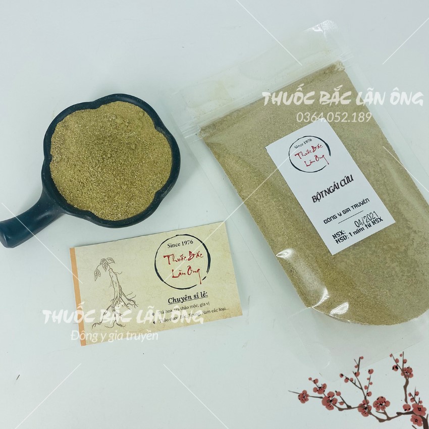Bột ngải cứu 200g, nguyên chất, thơm mịn, bột ngải cứu ngâm chân thảo mộc - Lãn Ông