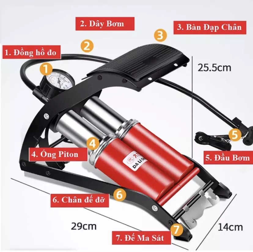 Bơm đạp chân 1-2 ống - bơm hơi đạp chân xe máy ô tô - ống bơm đạp chân trợ lực - bơm hơi đạp chân mini - bơm xe đạp - bơm xe máy, bơm hơi ô tô - xe máy gọn nhẹ.