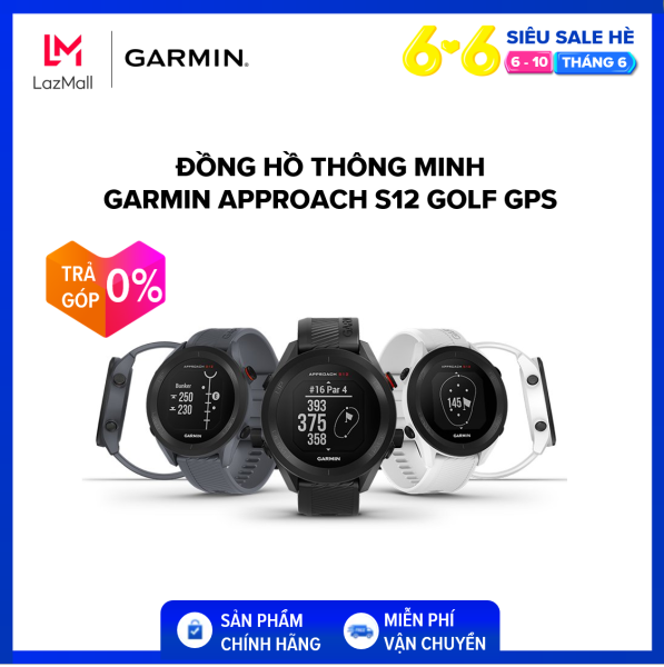 Đồng hồ thông minh Garmin Approach S12, Golf GPS, Đen, Asia - Hàng chính hãng