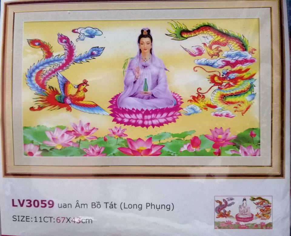Tranh thêu chữ thập phật quan âm lv3059