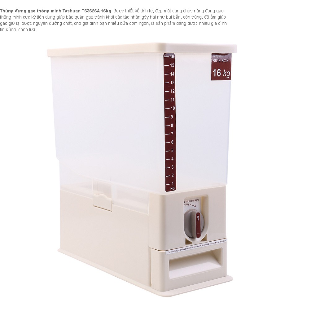 Thùng Đựng Gạo Thông Minh Tashuan 16kg