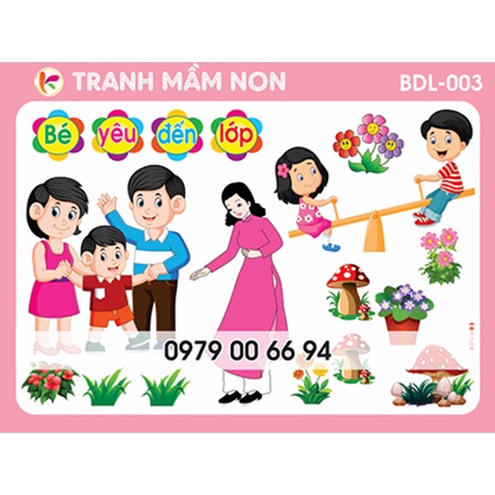 Decal mầm non - góc bé yêu đến lớp bdl-002