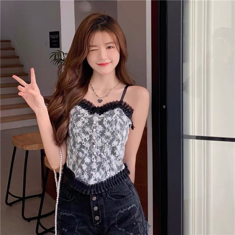 [LAZFLEX1 giảm 30K/149K] Áo 2 dây hoa phối ren chất siêu đẹp Br06