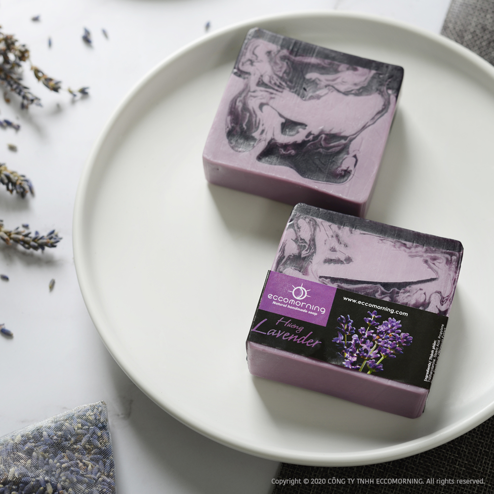 Xà Bông Thiên Nhiên Handmade eccomorning Hình Vuông Hương Oải Hương - Lavender Soap