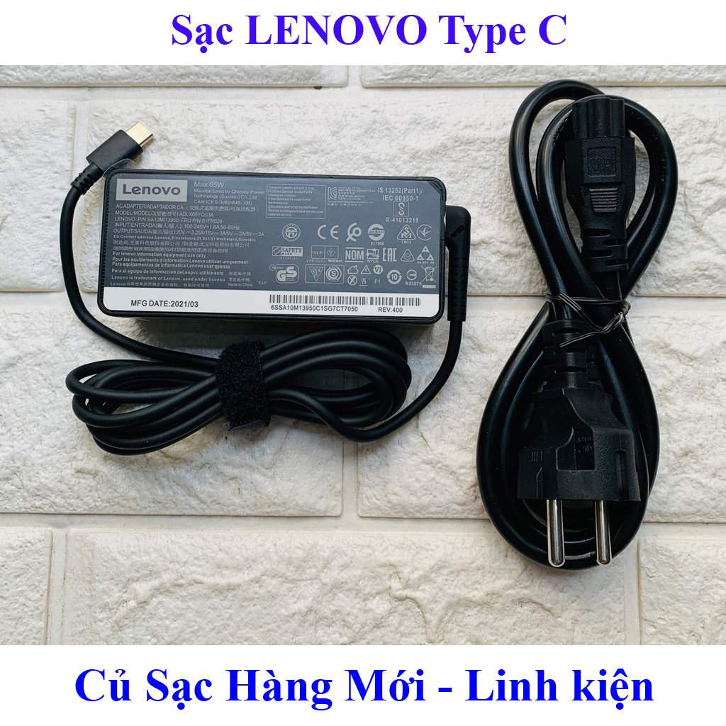 Sạc laptop 20v - 3.25a chân usb c thay cho laptop lenovo - asus - dell