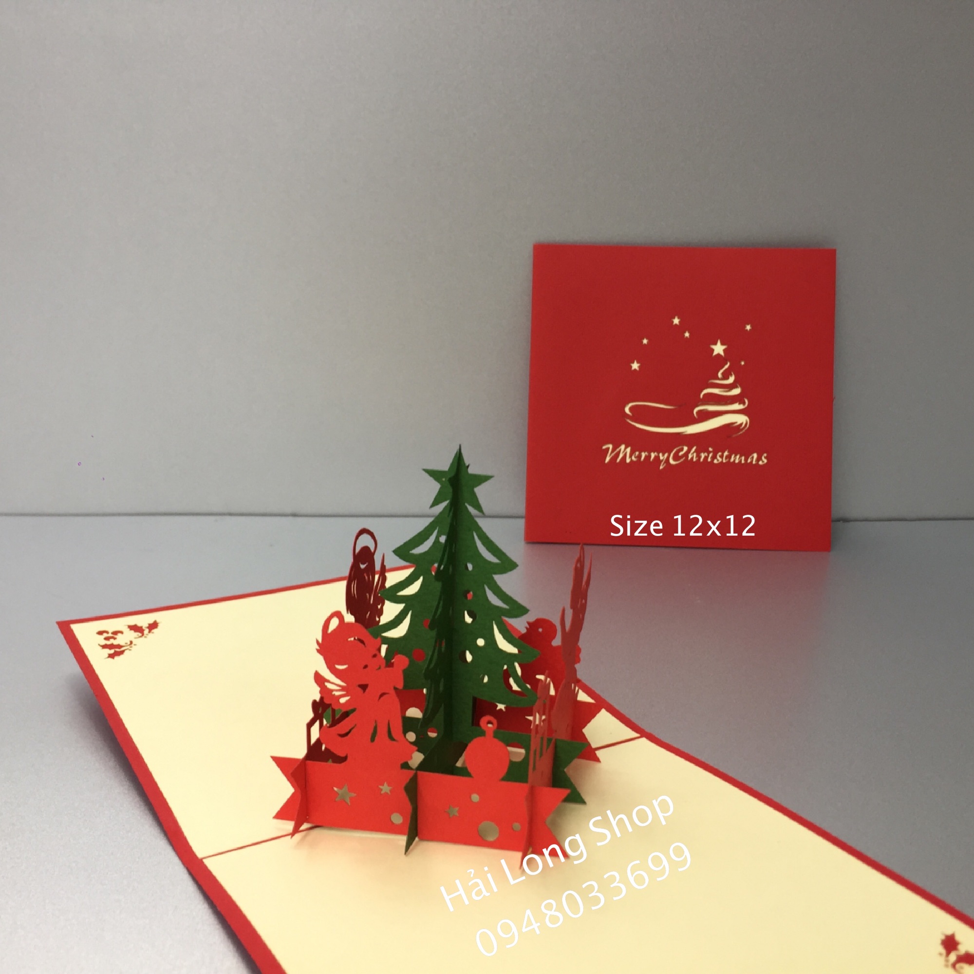 Cây thông 22 (3 thiên thần ) - Noel - Thiệp 3D