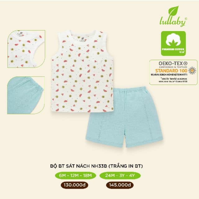 Bộ sát nách vải thở Lullaby (BST trái cây nhiệt đới)