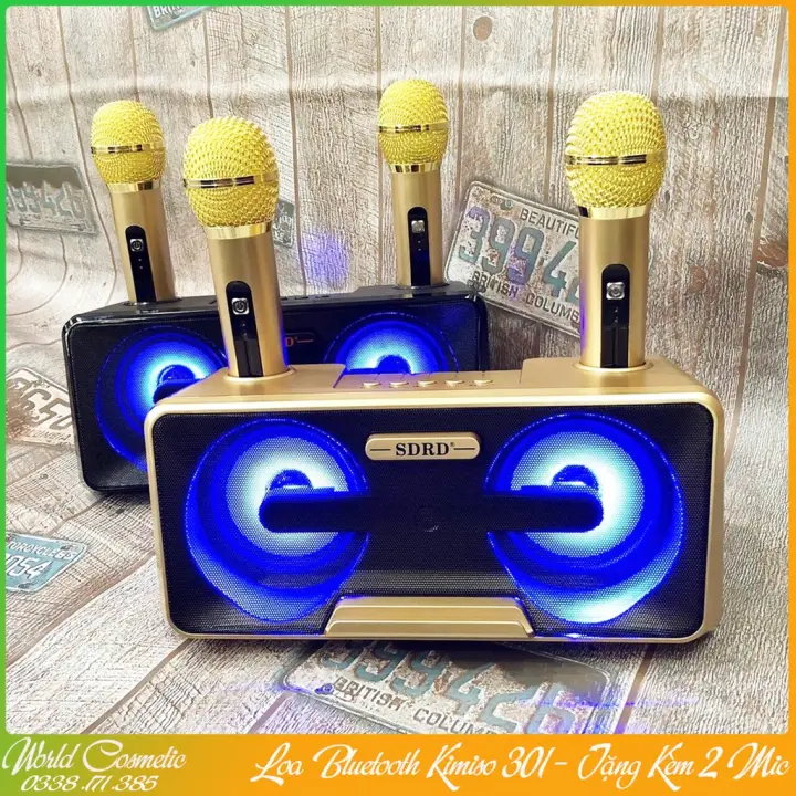 Loa SUB - Loa Bluetooth Karaoke SDRD SD-301+ Kèm 2 Mic Không Dây, Loa karaoke xách tay di động, Loa karaoke bluetooth