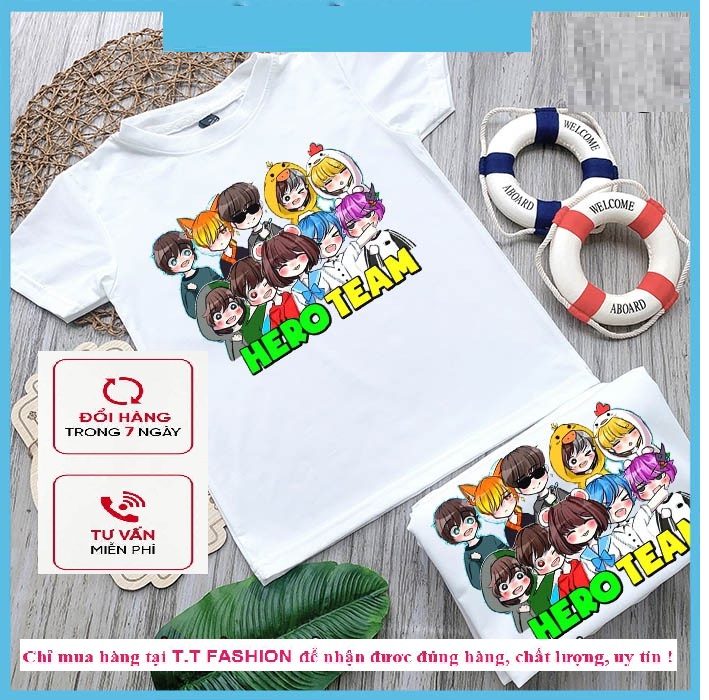 [HCM](HOT) Áo  Hero Team Toàn thành vi&ecircn si&ecircu đẹp | Áo thun Hero TeamBé trai  bé gái  M2