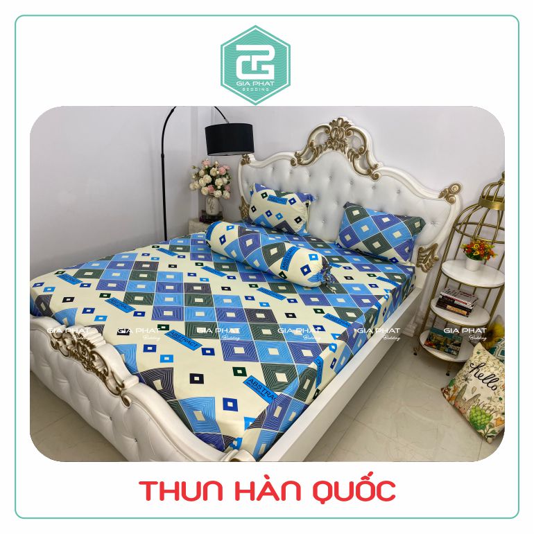 Bộ Ga Giường Thun Lạnh Hàn Quốc 4 Món ( 1 ga bọc + 2 vỏ gối nằm + 1 vỏ gối ôm )