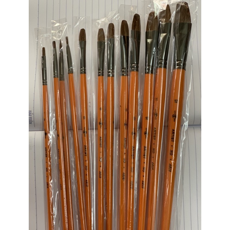 Bộ Cọ Vẽ Lông Chồn Artist Màu Cam (12/6 Cọ)