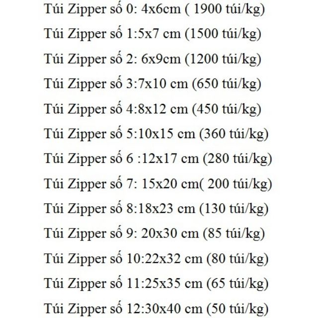 500g túi zip, túi zipper chỉ đỏ đủ kích cỡ