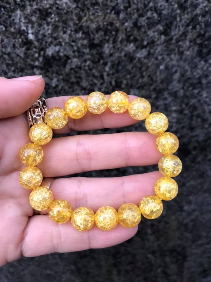 VÒNG TAY ĐÁ BỌT TUYẾT VÀNG 8LY-10LY