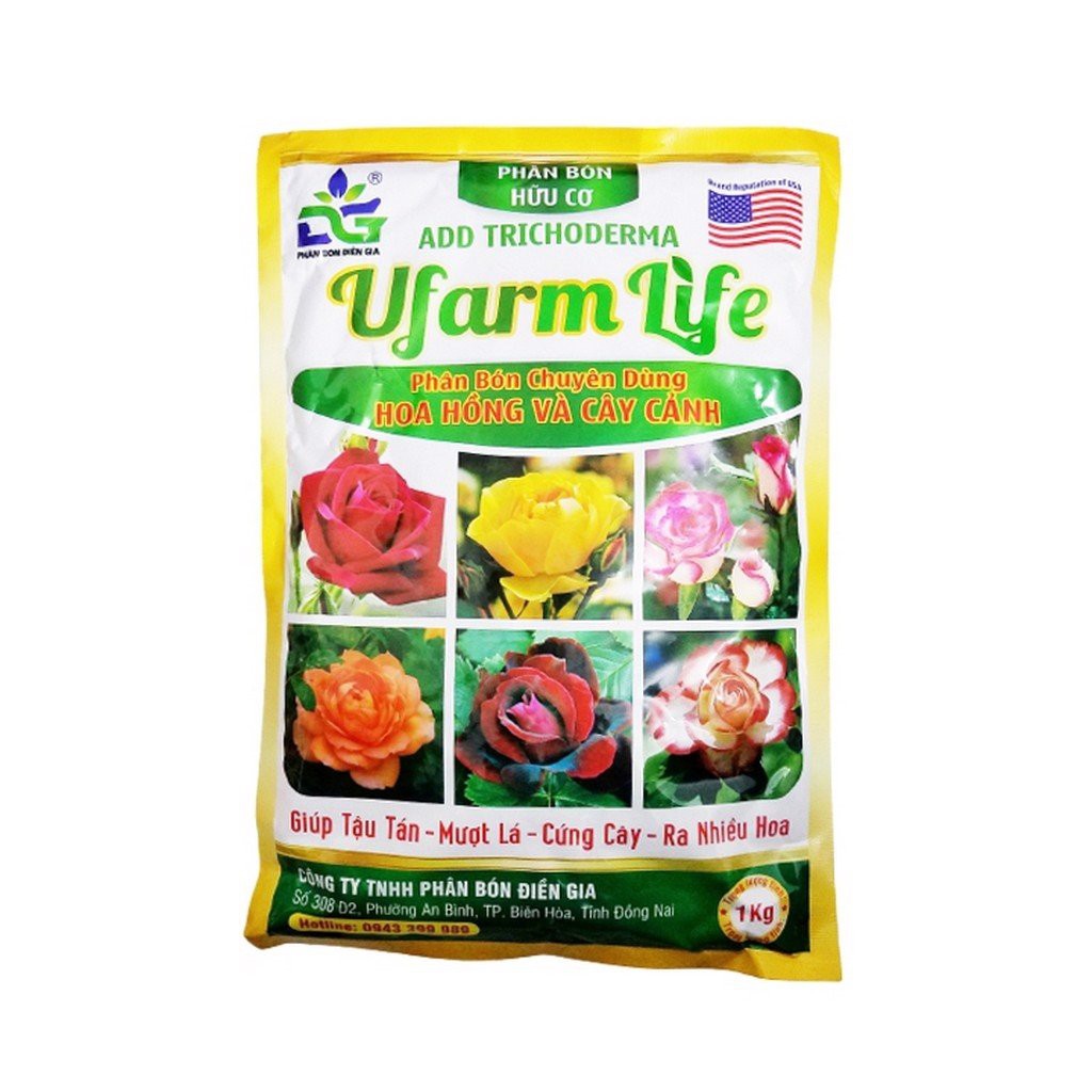 Phân bón HỮU CƠ Trichoderma Ufarm Life 1kg - Chuyên dùng cho hoa hồng, cây cảnh