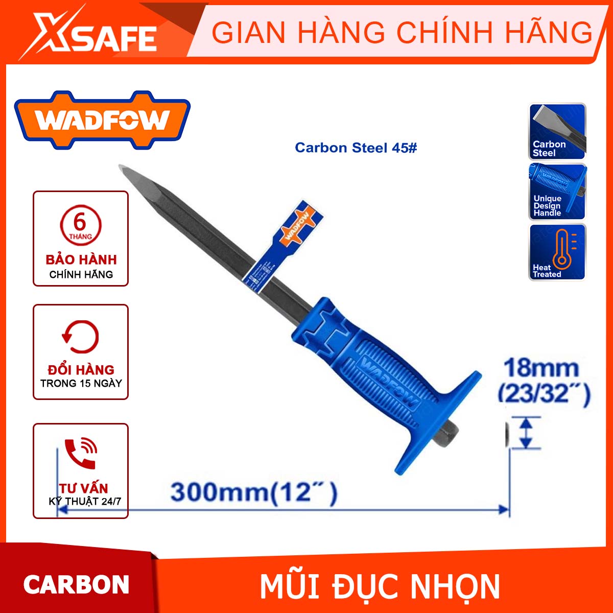 Wasfow chisel tip 4mm ultra hard carbon steel chisel hole, wall chisel, iron, wood, concrete