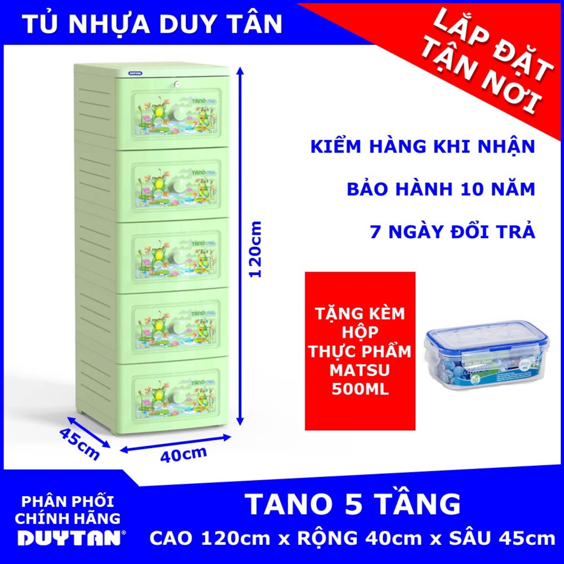 Tủ nhựa Duy Tân TANO 5 tầng tặng Hộp đựng thực phẩm cao cấp MATSU Duy Tân 500ml